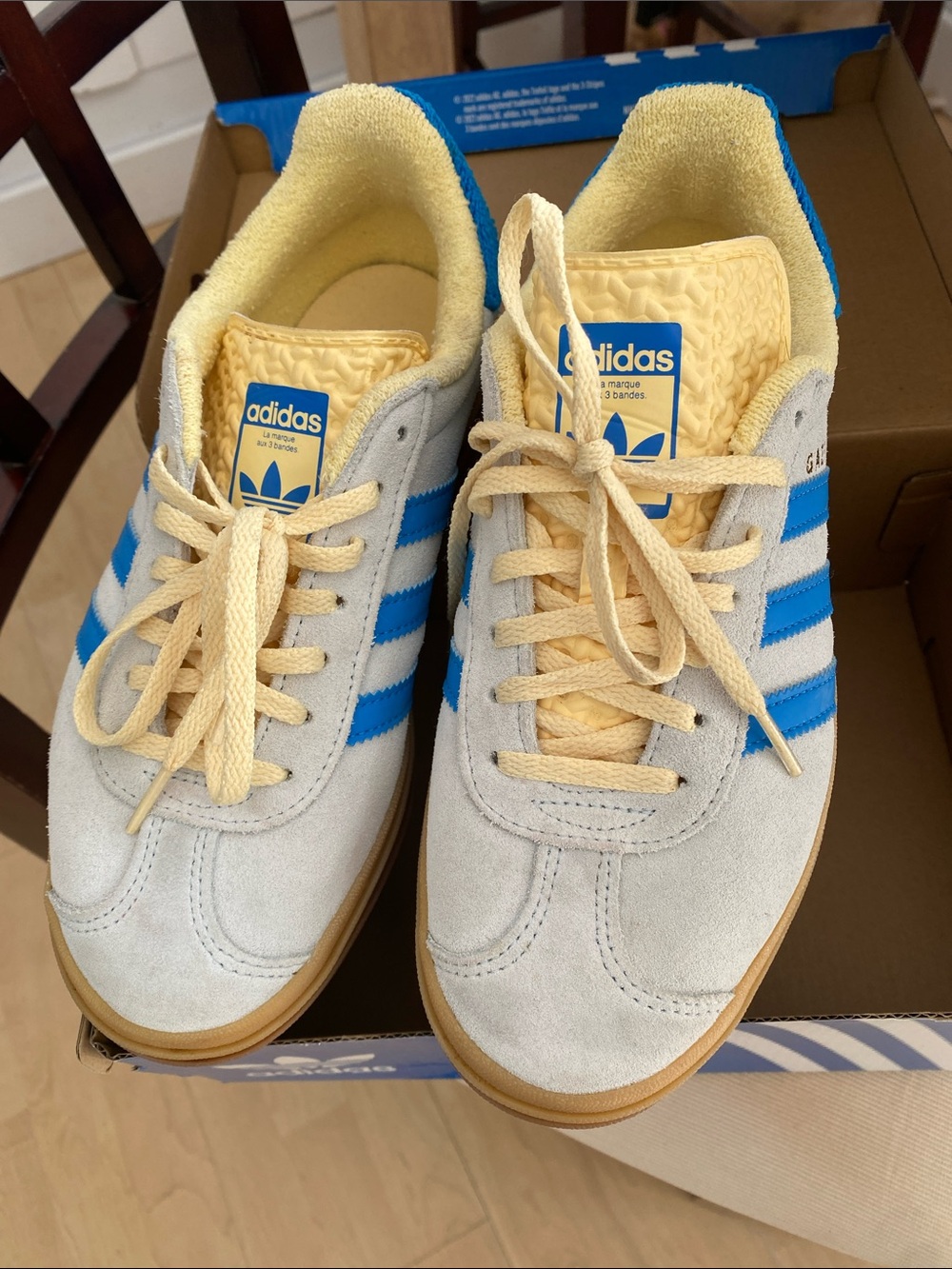 adidas Kids Gazelle Sneakers in Blue and Cream Suede